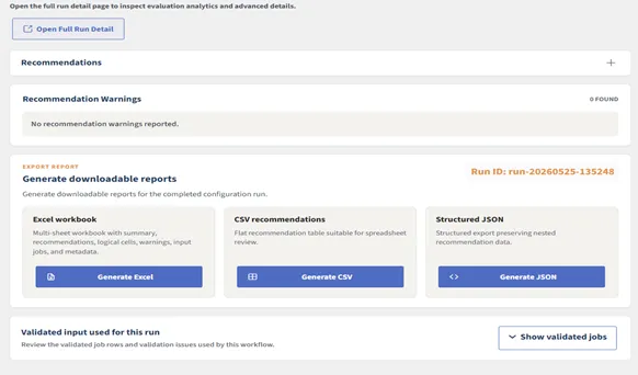 MWC report and export interface
