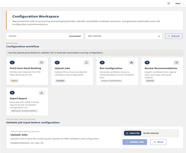 MWC configuration workspace