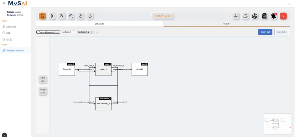SCS supply chain modelling debug interface