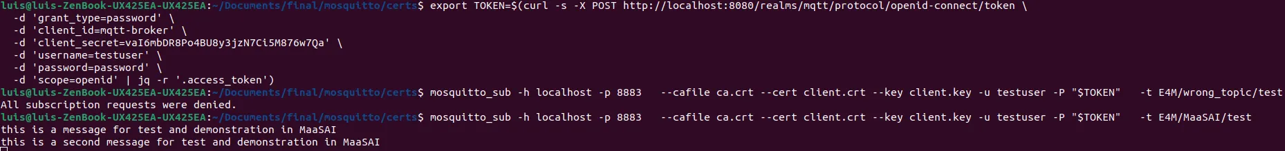 PSM MQTT broker validation