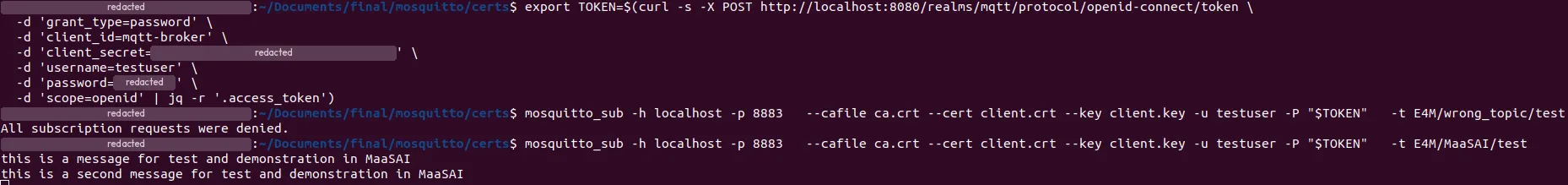 PSM MQTT broker validation